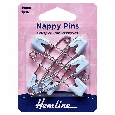 H413B Nappy Pins: 56mm: Blue: 6 Pieces